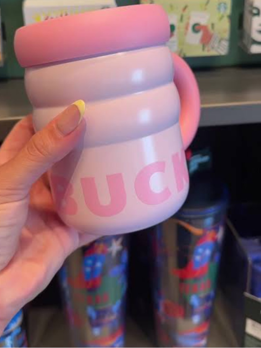 Starbucks Pink Chunky Travel Mug with Handle